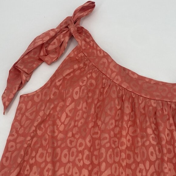 JODIFL Size M Pink One Shoulder Bow Tie Satin Blouse Animal Print NWT - Picture 5 of 12